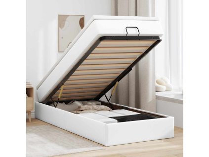 Osmanský rám postele s matrací bílý 100x200cm umělá kůže 3311022