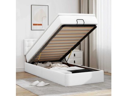 Osmanský postel s matrací bílý 90x200cm cm umělá kůže 3311284