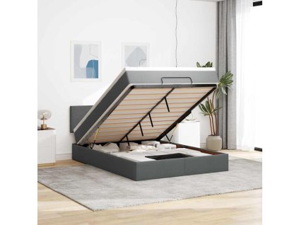 Osmanský postel s matrací tmavě šedá 140x190 cm textil 3311374