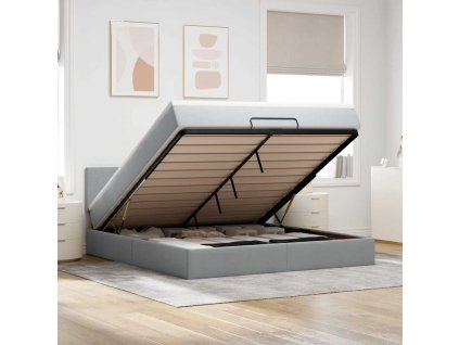 Osmanský postel s matrací světle šedá 160x200 cm textil 3311387