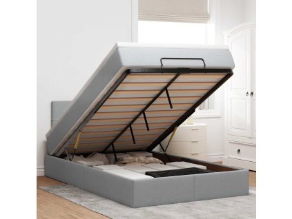 Osmanský postel s matrací světle šedá 120x190 cm textil 3311442