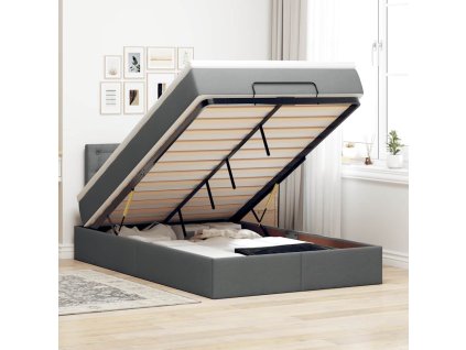 Osmanský postel s matrací tmavě šedá 120x190 cm textil 3311609