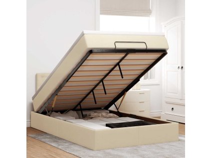 Osmanský rám postele s matrací krémově 120x200cm textil 3311620