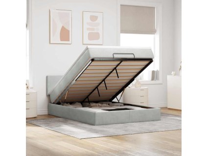 Osmanský rám postele s matrací světle šedá 140x200cm samet 3311705