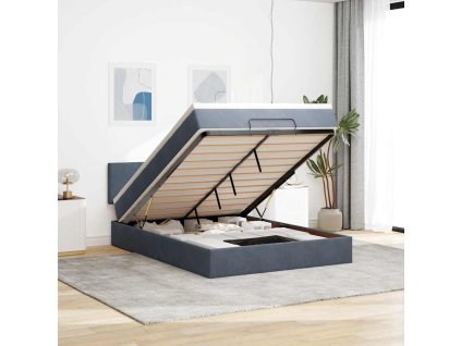 Osmanský rám postele s matrací tmavě šedá 140x200cm samet 3311706