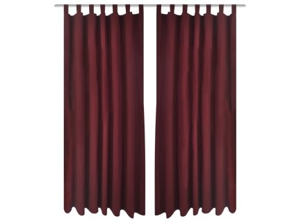 Mikrosaténové závěsy s poutky 2 ks 140 x 225 cm vínové 130363
