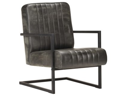 Konzolové křeslo šedé s ošoupáním pravá kůže 321858