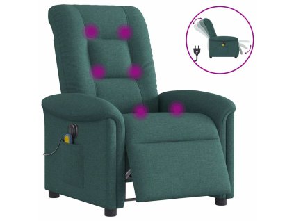 Elektrické masážní polohovací křeslo tmavě zelené textil 3303250