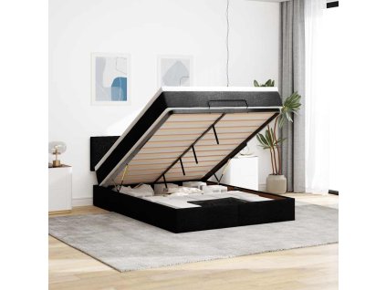 Osmanská postel s matrací & LED diody černá 140x200 cm látka 3312231