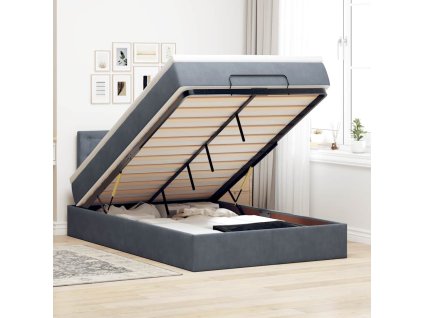 Osmanská postel s matrací & LED tmavě šedá 120x190cm samet 3312753