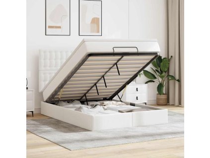 Osmanský rám postele s matrací bílý 140x190cm umělá kůže 3313002