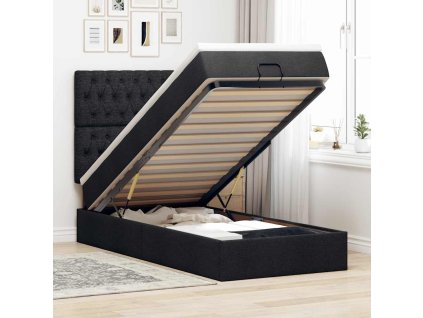 Osmanský postel s matrací černá 90x200 cm textil 3313211