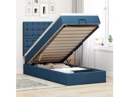 Osmanský rám postele s matrací modrá 90x190cm textil 3313291