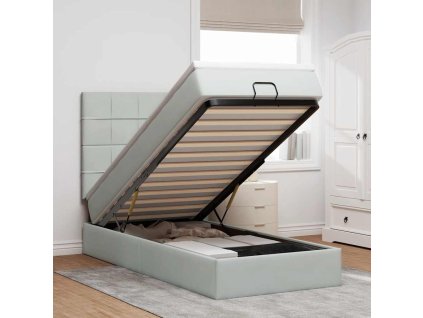 Osmanský rám postele s matracemi světle šedá 90x200cm samet 3313445