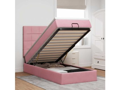 Osmanský rám postele s matracemi růžová 100x200cm samet 3313456