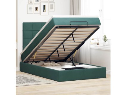 Osmanský rám postele s matracemi tmavě zelené 120x190 cm samet 3313460
