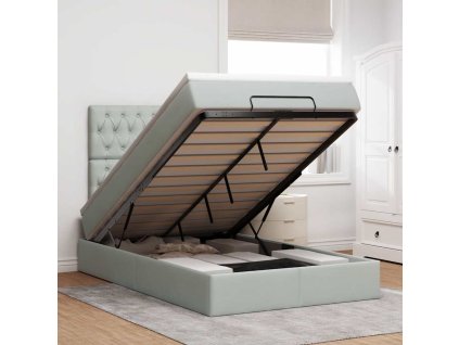 Osmanský rám postele s matracemi světle šedá 120x190 cm samet 3313529