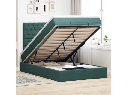 Osmanský rám postele s matracemi tmavě zelené 120x190 cm samet 3313532