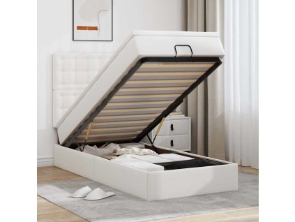 Osmanský rám postele s matrací bílý 100x200cm umělá kůže 3313836