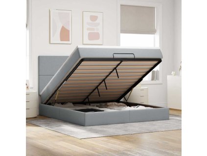 Osmanský rám postele s matrací světle šedá 160x200cm textil 3313934