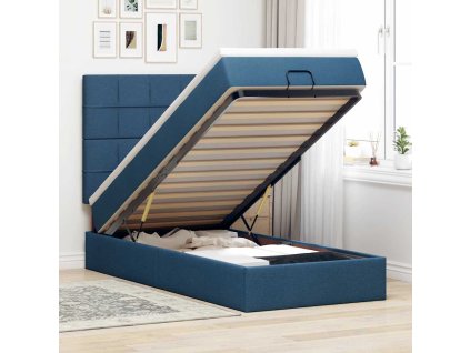 Osmanský rám postele s matrací modrá 90x190cm textil 3313974