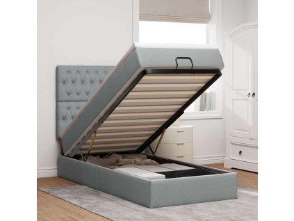 Osmanský rám postele s matrací světle šedá 90x190cm textil 3314051