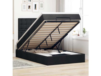 Osmanský rám postele s matrací černá 120x200cm textil 3314164