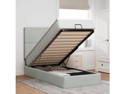 Osmanský rám postele s matracemi světle šedá 80x200cm samet 3314210