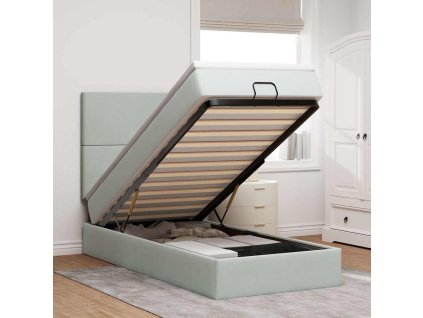 Osmanský rám postele s matracemi světle šedá 100x200cm samet 3314228