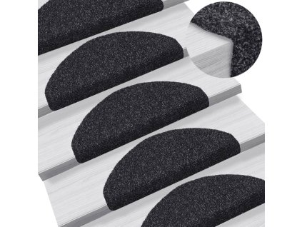 Schodové rohože samolepicí 15 ks 65 x 21 x 4 cm černé, půlkulaté, velké 132698