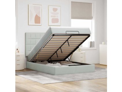 Osmanský rám postele s matracemi světle šedá 140x190cm samet 3314318