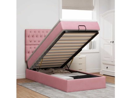 Osmanský rám postele s matracemi růžová 90x200cm samet 3314371