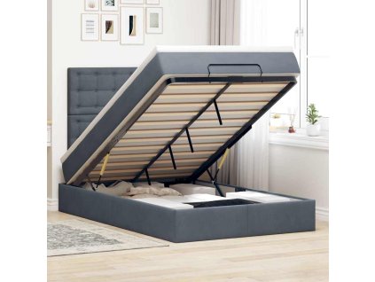 Osmanský rám postele s matracemi tmavě šedá 120x190 cm samet 3314451