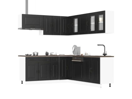 11dílná sada kuchyňských skříněk "Kalmar" černý kompozit 3314912