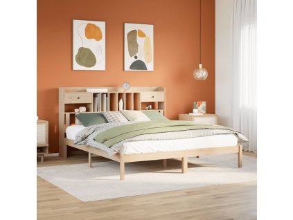 Postel s knihovnou bez matrace 180 x 200 cm masivní borovice 3321632