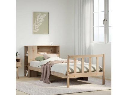 Postel s knihovnou bez matrace 100 x 200 cm masivní borovice 3321682