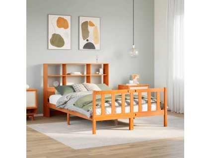 Postel s knihovnou bez matrace 140 x 200 cm masivní borovice 3321722
