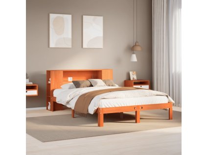 Postel s knihovnou bez matrace 140 x 190 cm masivní borovice 3322527