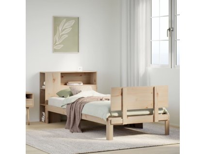 Postel s knihovnou bez matrace 90 x 190 cm masivní borovice 3322644