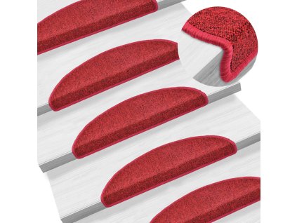 Schodové rohože 15 ks 56 x 17 x 3 cm bordó půlkulaté 133881