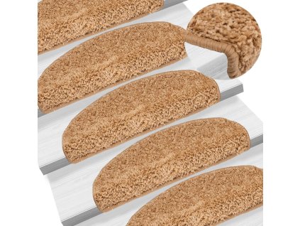 Schodové rohože 15 ks 65 x 21 x 4 cm béžové, půlkulaté, velké 133902