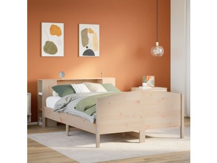 Postel s knihovnou bez matrace 140 x 200 cm masivní borovice 3323065