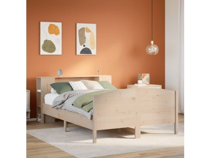 Postel s knihovnou bez matrace 135 x 190 cm masivní borovice 3323074