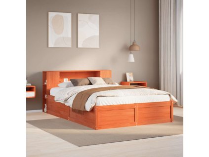 Postel bez matrace voskově hnědá 140 x 200 cm masivní borovice 3323418