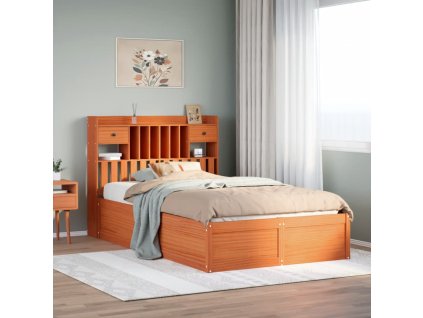 Postel bez matrace voskově hnědá 135 x 190 cm masivní borovice 3323511