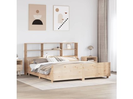 Postel s knihovnou bez matrace 180 x 200 cm masivní dřevo 3323797