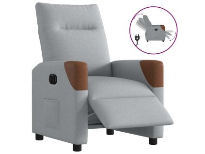 Elektrické polohovací křeslo světle šedé textil 3323990