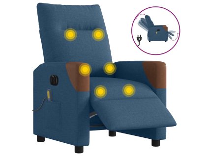 Elektrické masážní polohovací křeslo modré textil 3324004