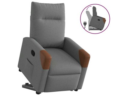 Zvedací polohovací křeslo tmavě šedé textil 3324007