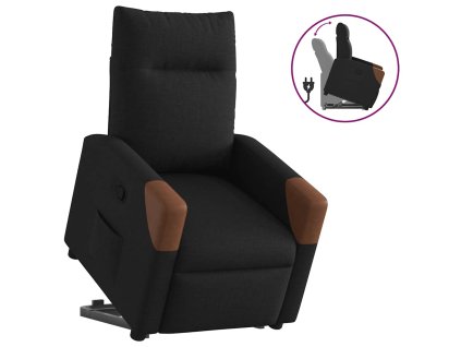 Zvedací polohovací křeslo černé textil 3324008